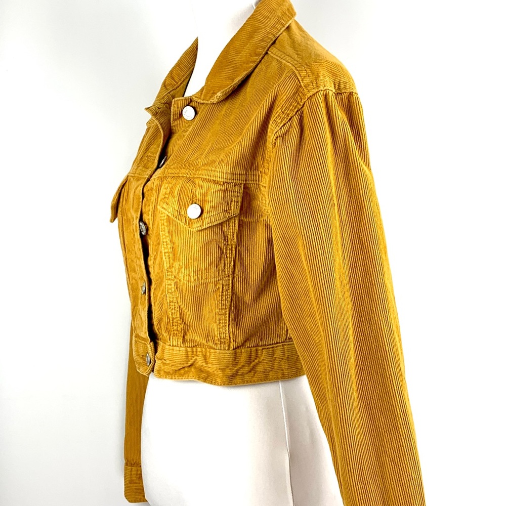 Pac Sun Los Angeles Gold Yellow Corduroy Cropped Long Sleeve Jacket size X-Small - Picture 4 of 15